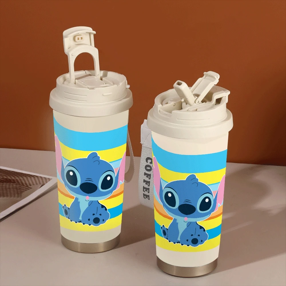 

Stitch Series Portable Student Water Cup Large Capacity Boys Portable Coffee Cup Stitch Angel Cartoon Characters Fitness Sports
