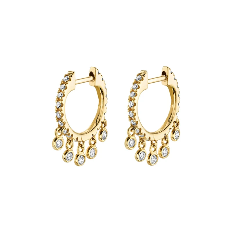 CRMYA Gold Plated Dangle Earrings for Women Classic Colorful Zircon Women's Hoop Earrings 2022 Fashion Jewelry Wholesale image 5