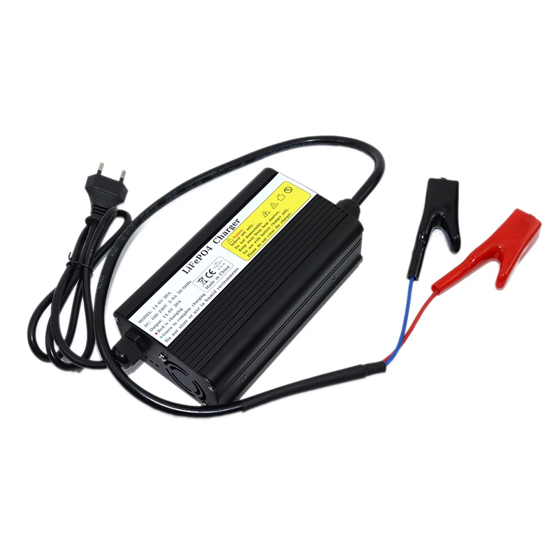 14.6V 20A Lifepo4 Smart Charger 100-240V 4S 12V 20A High Power Charger for 12.8V Lifepo4 Battery Pack with Fan Aluminum Case