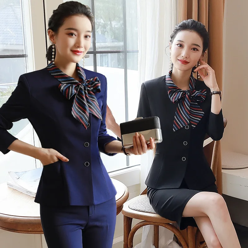 

Hotel Catering Waiter Workwear Women's Autumn and Winter Long-Sleeved Restaurant Restaurant Front Office Cashier Business Suit W