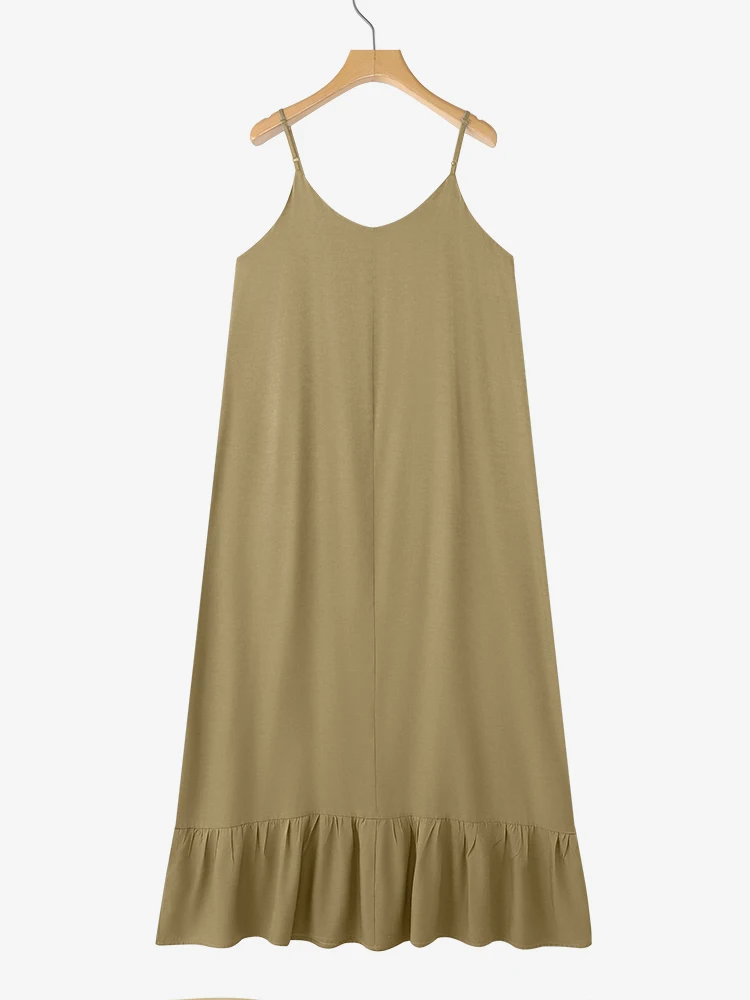 ZANZEA ムスリム女性用トルコアバヤドレス 2025 スタイリッシュな秋のオーバーオールドレス ファッション ノースリーブストラップサンドレス フリルローブ フェム