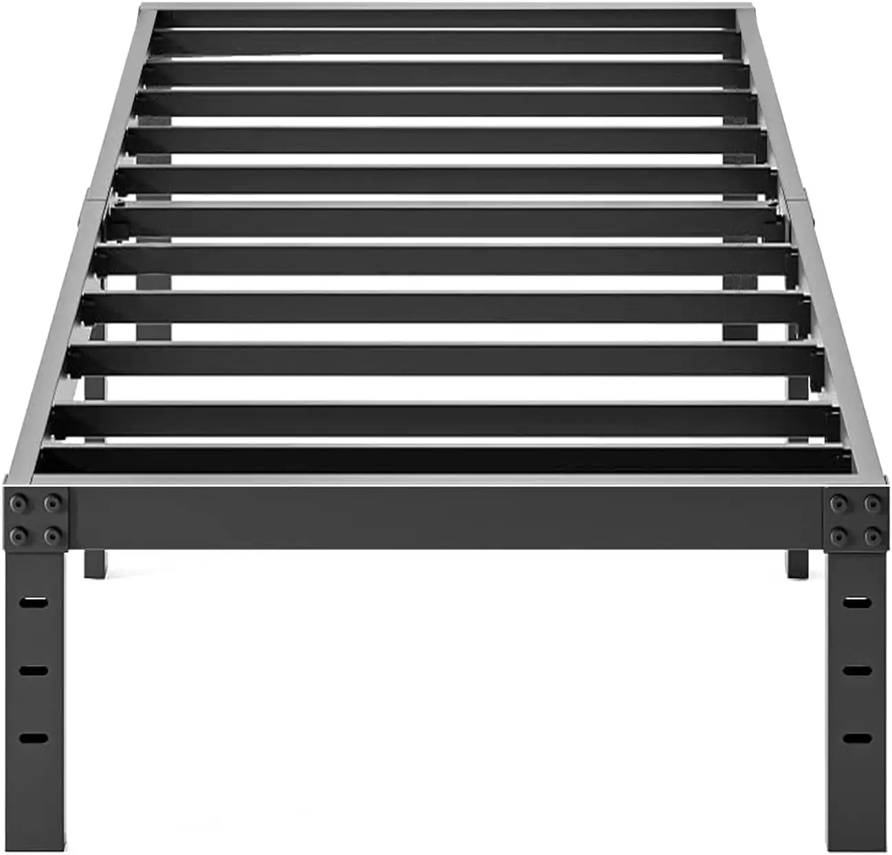 

Heavy Duty Twin Bed Frame, 18" Black Metal Platform, Sturdy Steel, No Box Spring Needed, Noise-Free, Easy Assembly
