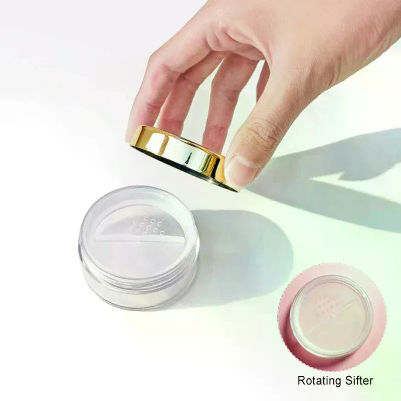 Empty 5/10/20/30g Loose Powder Jar With Rotating Sifter Container Jar Plastic Cosmetic Makeup Powder Filling Can Pot Lid Twist