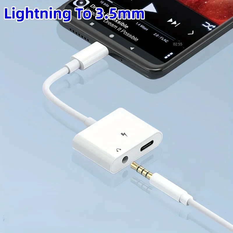 Headphone Audio Adapter Lightning To 3.5mm  Aux Jack Adapter Headphone Splitter for IPhone14 13 12 11 Pro Max X XS