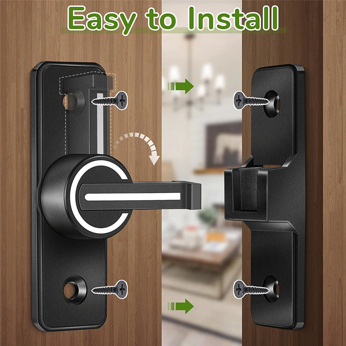 A56XA Barn Door Lock Hardware, 90 Degree Heavy Duty Gate Latches Flip Latch Safety Door Bolt Latch Lock 1 Pack