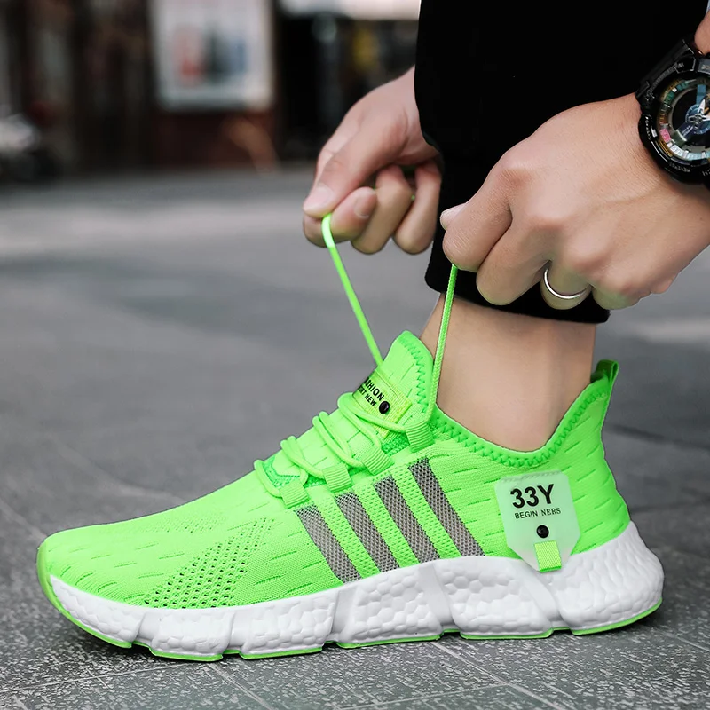Men Casual Sport Shoes Breathable Lightweight Sneakers Outdoor Mesh Black Running Shoes Athletic Jogging Tenis Walking Shoes
