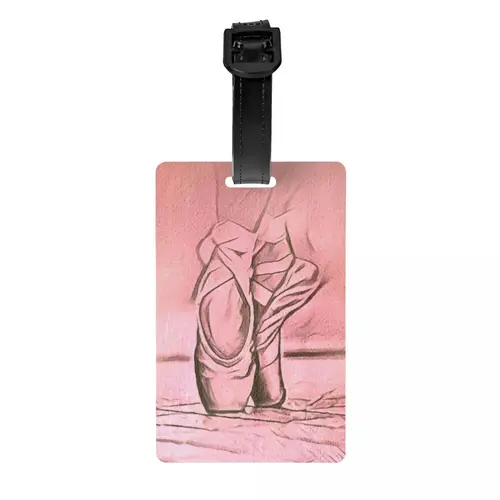맞춤형 발레 슈즈 핑크 수하물 태그, 이름 카드 포함, 발레리나 댄서 개인 정보 보호 커버, ID 라벨, 여행 가방 가방 