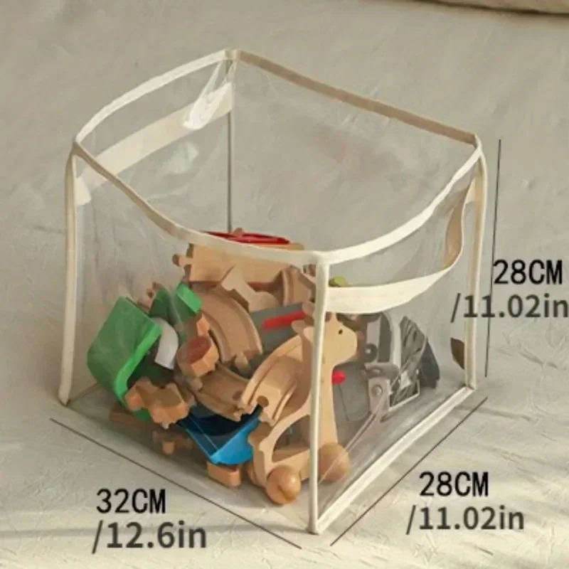 Transparent Storage Box Children\'s Toys Storage Basket Plush Toys Large-capacity Household Portable Folding Book Storage