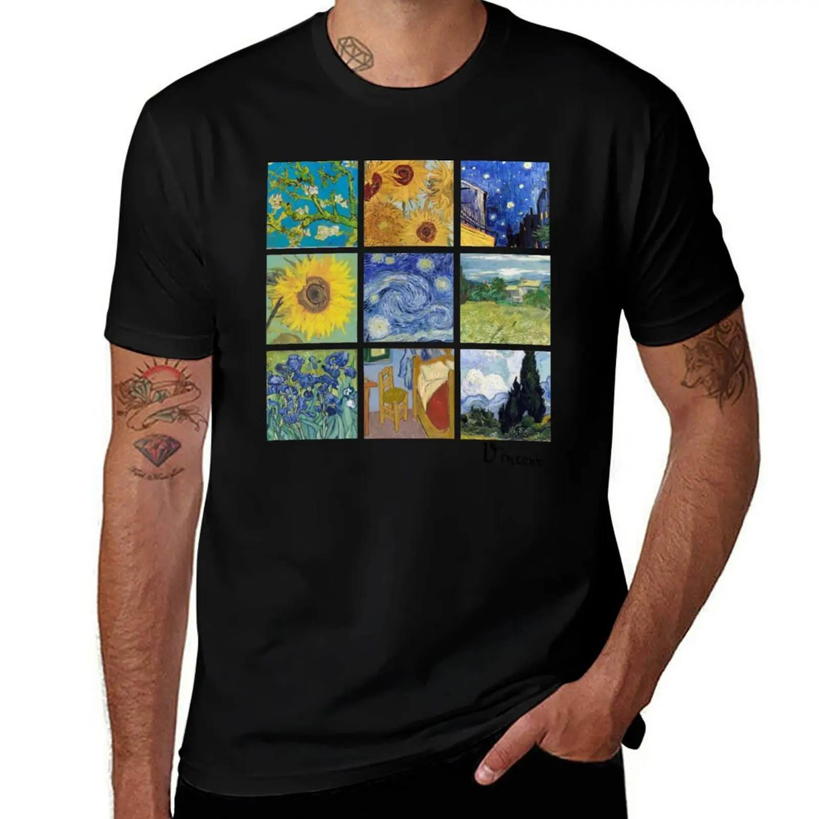 Van Gogh Collage Art Gift T-Shirt Plus Size Simple Casual Top T-Shirt