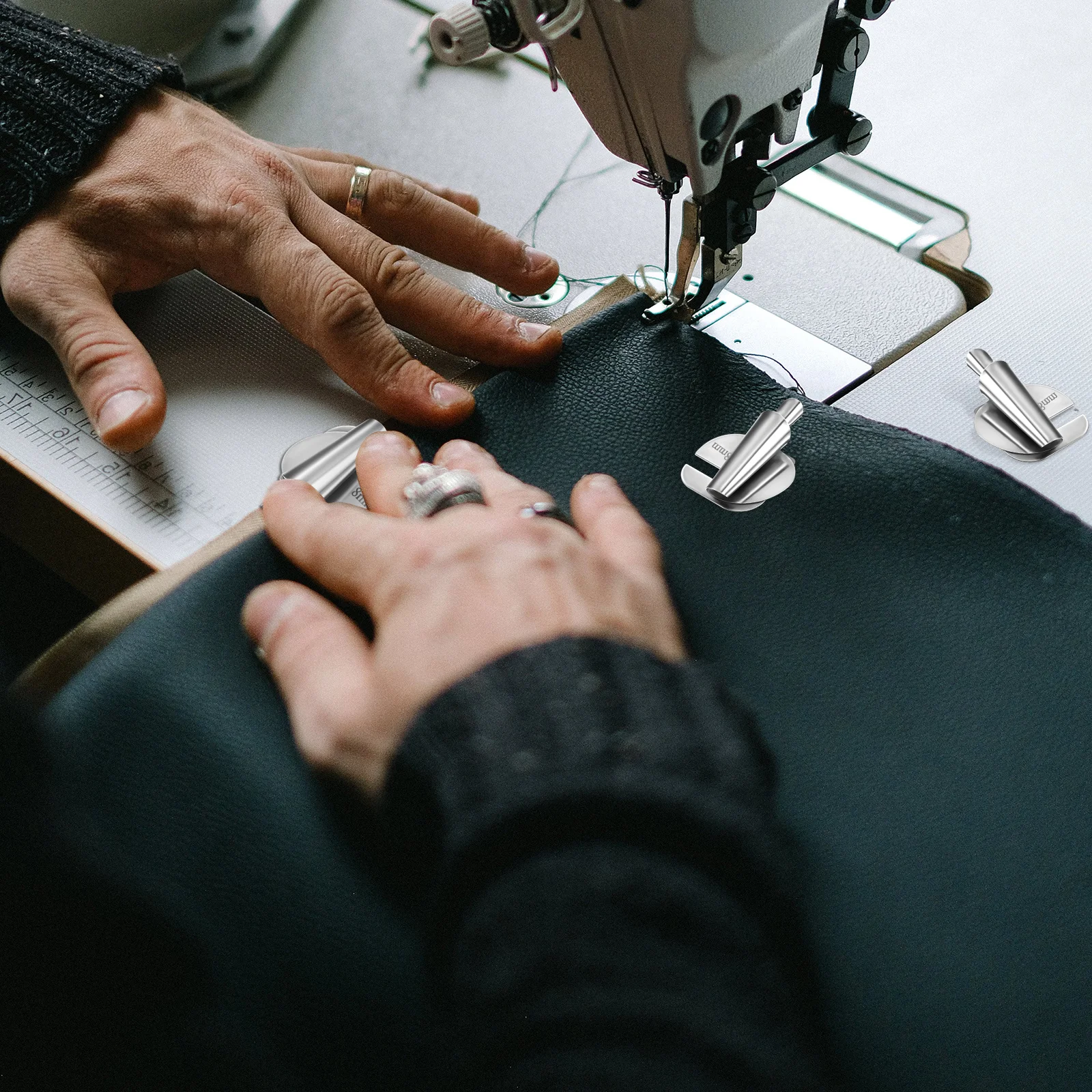 

6Pcs Universal Rolled Hem Presser Feet Spiral Shape Durable Steel Sewing Machine Hemmer Foot Attachment Sewing Accessories