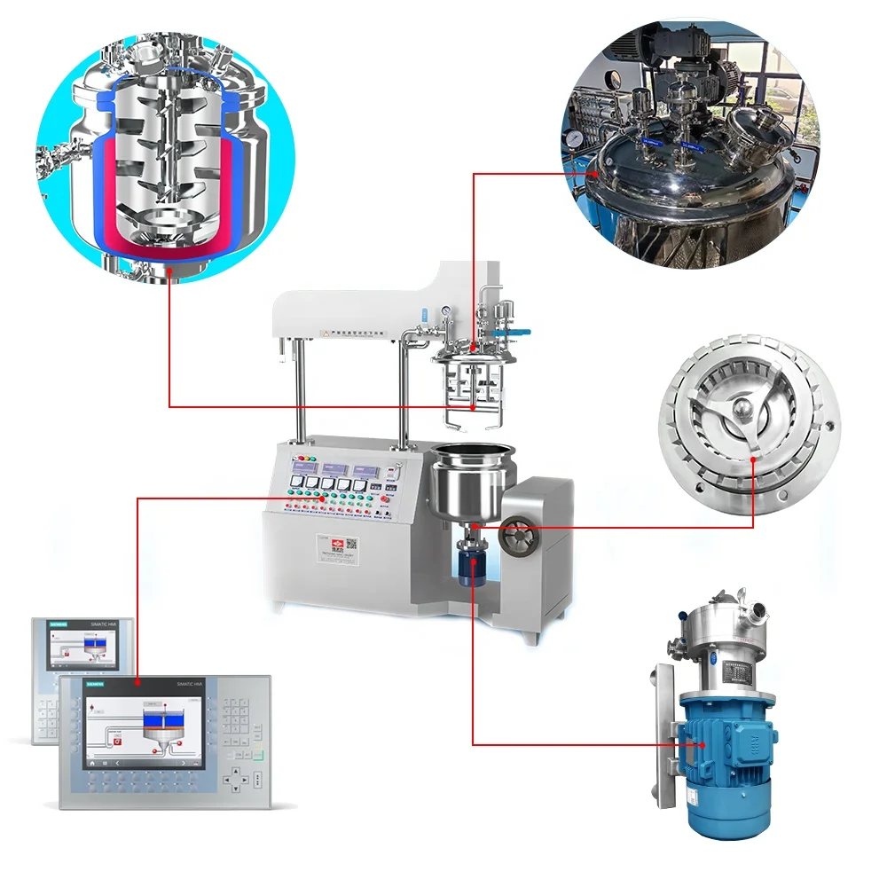 Vacuum Cosmetic Mayonnaise Making With Heating Food Grade Stainless Steel Homogenizer Emulsifier Mixer