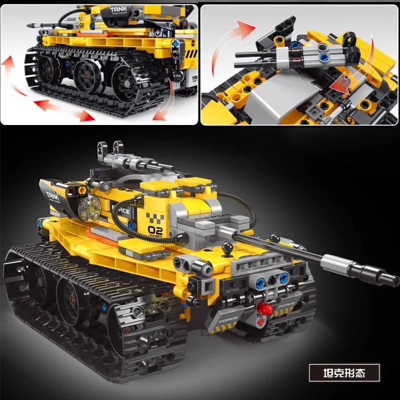 อะนิเมะหุ่นยนต์บล็อกอาคาร RC ไฟฟ้า 3-in-1 ไดโนเสาร์และถัง SearchRobot DIY อัพเกรดของเล่นสําหรับชาย