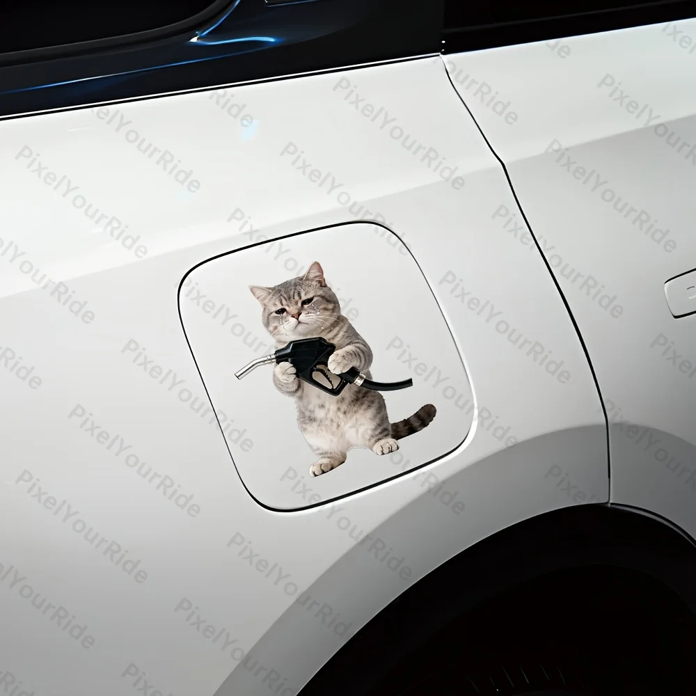 1PC Tearful Emo Working Cat Car Sticker Funny for Car Fuel Tank Caps Window Motorctycle Easy To Apply Waterproof Vinyl Decals image 3