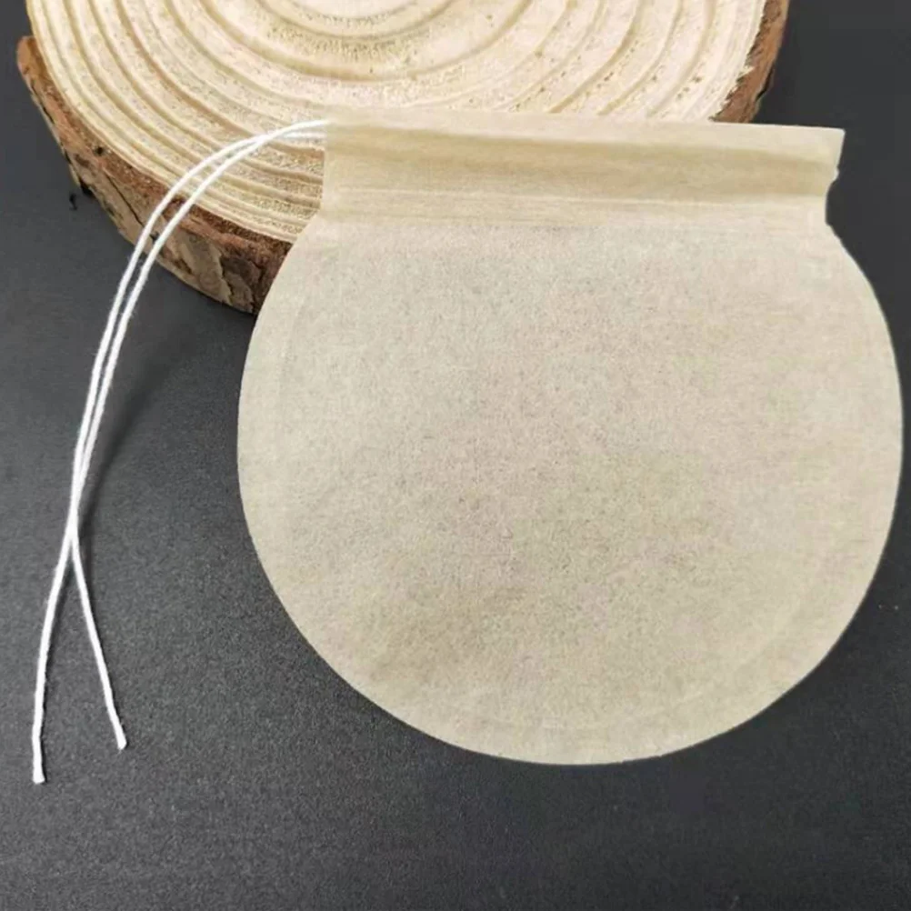 100pcs Disposable Round Wood Pulp Filter Paper Coffee Tea Bag Tea Pouch for Loose Leaf Tea Powder (6cm White)