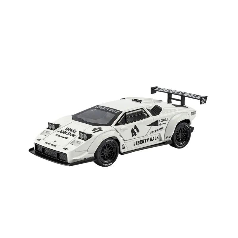 Simulazione Scala 1/32 Countach Liberty LBWK Modello di auto in lega Suono e luce per bambini Pull-Back Veicolo giocattolo in metallo Regalo di nascita