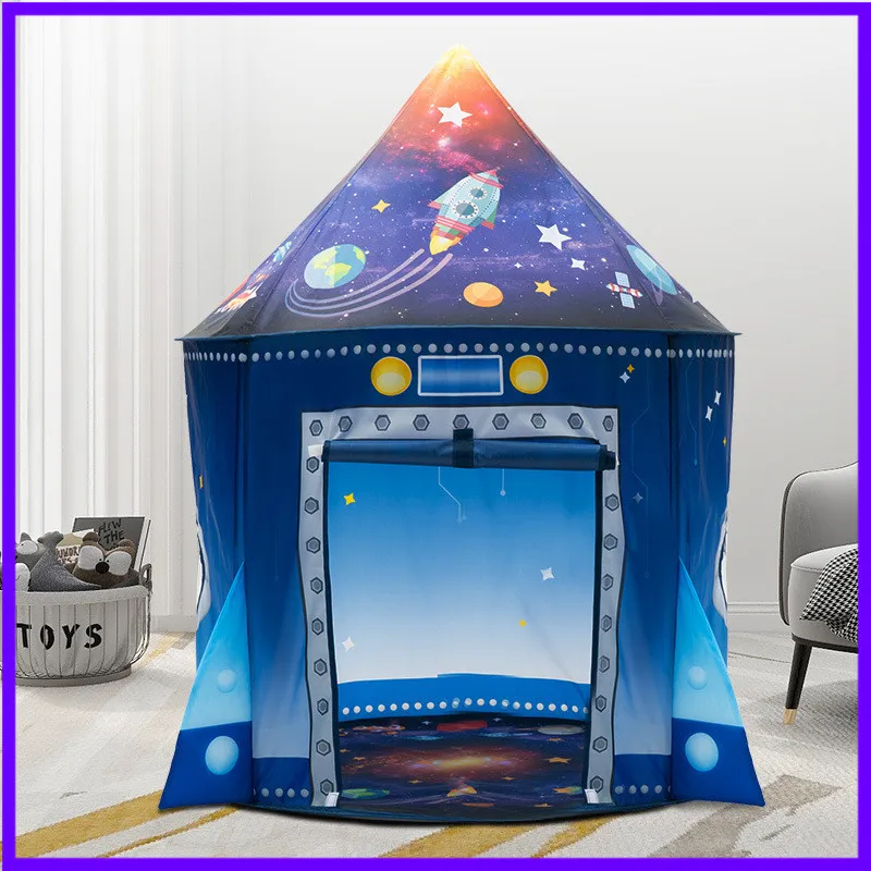 Tienda de campaña con forma de cohete para niños, juguete plegable, juegos de casa, Castillo del Príncipe de princesa para niñas, tiendas de campaña para interiores y exteriores