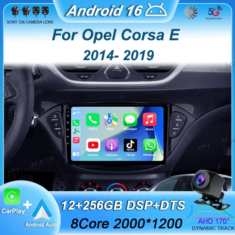 

Автомагнитола 2 Din Android 16 с Carplay для Opel Corsa E 2014-2019, GPS-навигация, Bluetooth, Wi-Fi, мультимедиа, монитор