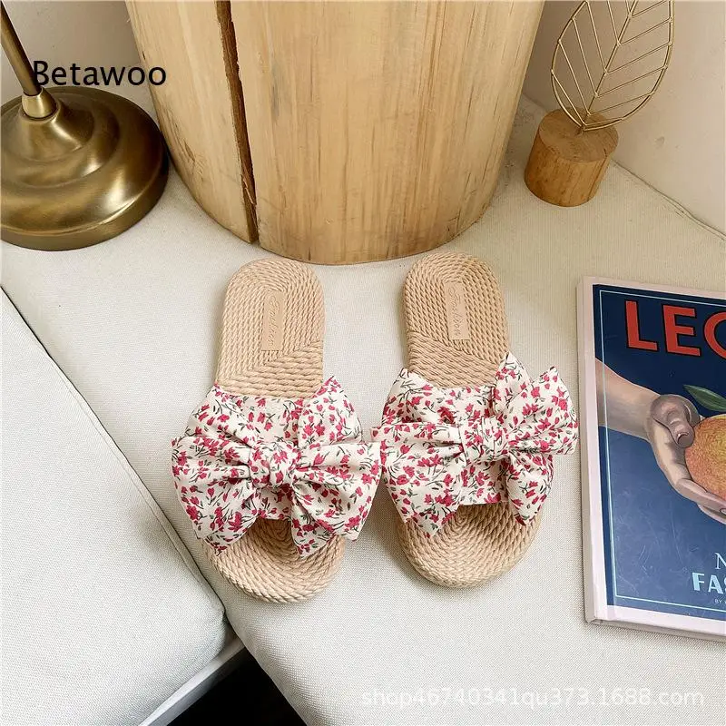 Trendy Bowknot Flower Platform Slide Sandals Women Casual Thick Sole Summer Beach Vacation Shoes view 6
