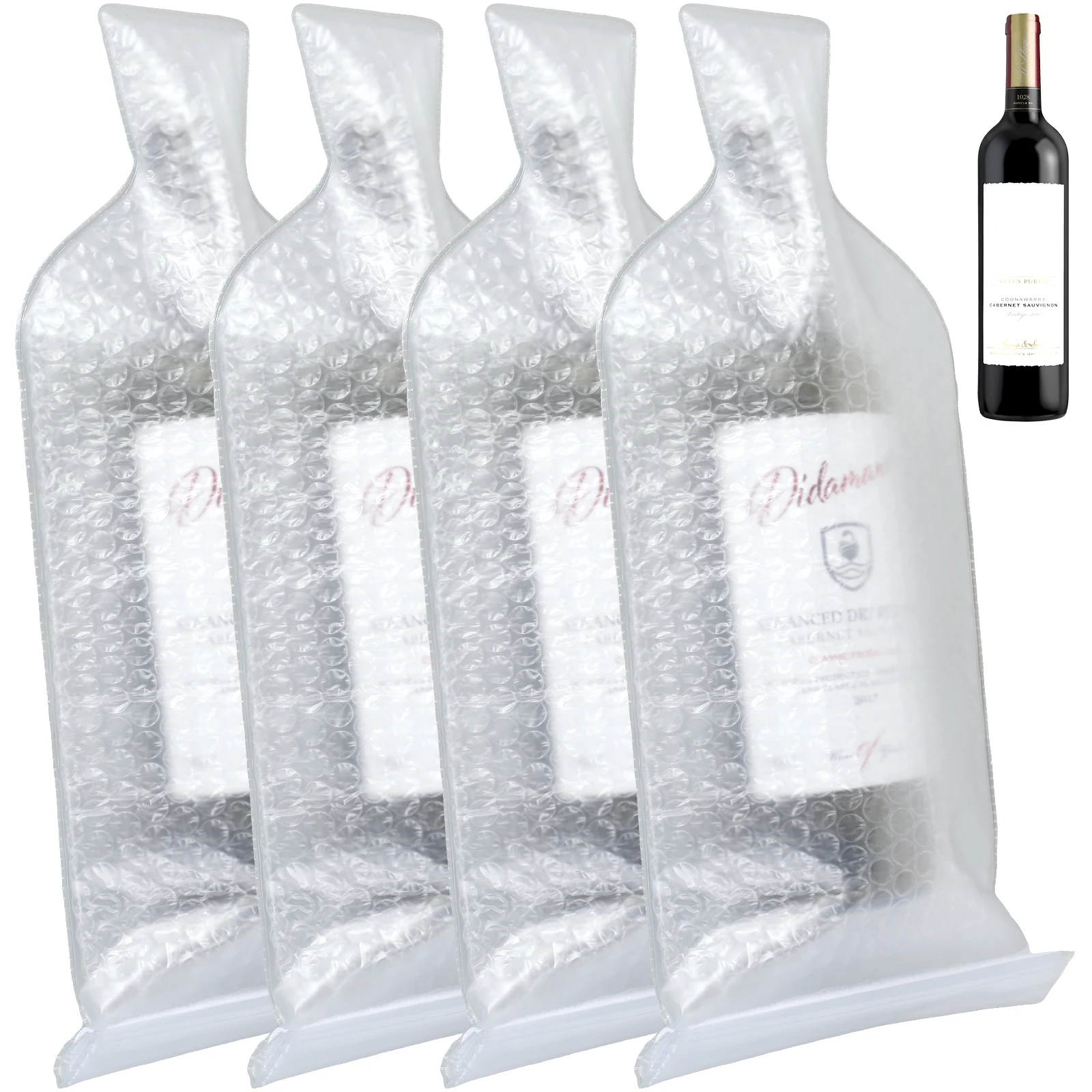 4/8Pcs Wine Bottle Bags for Travel Reusable Wine Bottle Protector Bags Double Inner Bubble Liner Wine Bottle Protector Sleeves