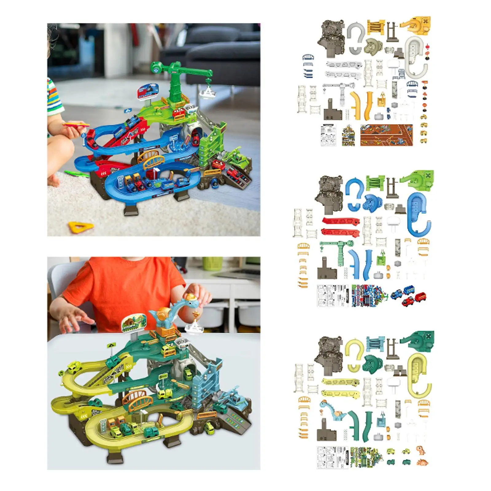 Construction Vehicle Toy, Race Car Track Construction Play Set, Engineering Vehicle Playset for Aged 3+ Toddlers,