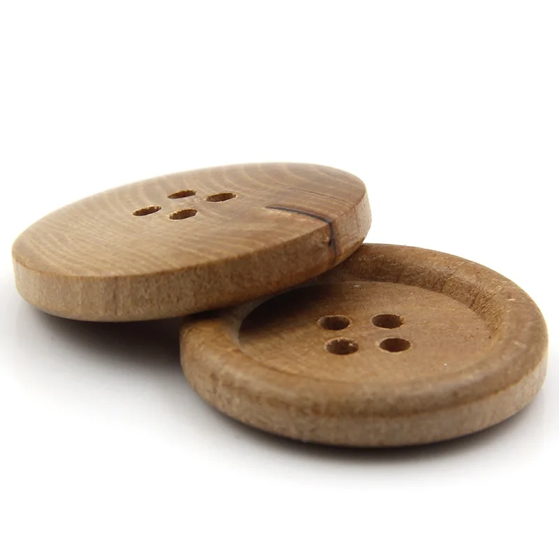 10Pcs/Set 4 Holes Natural Round Wooden Buttons for Costume Sweater Sewing Vintage Decorations DIY Accessories Flatback Button