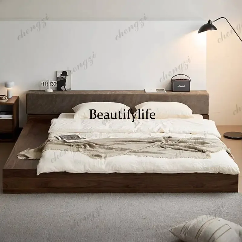 A139 European Heavy Double Bed Couples Elegant Normal Storage Adults Double Bed Luxury Floating Metal Cama Casal Furniture For H