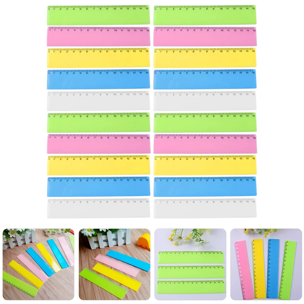 

25Pcs Colored Rulers Plastic Reusable Drawing Rulers for Students Lightweight Portable Measuring Tools Household Supplies