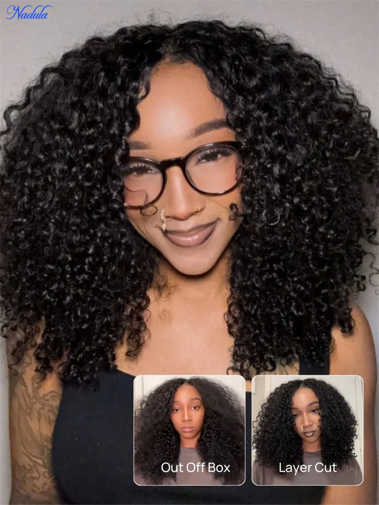

Nadula Curly Hair V Part Wig Human Hair No Leave Out V Part Human Hair Wigs Upgrade U Part Wig No Glue Suit Your Natural Hair