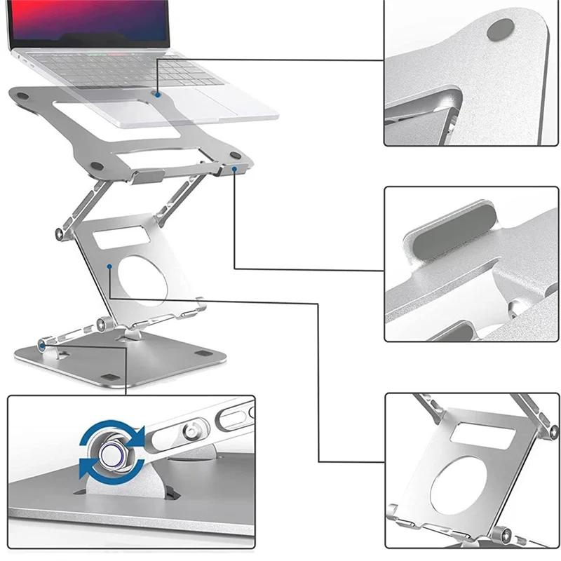 Support d'ordinateur Portable Double couche pliable pratique support d'ordinateur Portable Double couche pliable pour ordinateur Ipad Huawei argent