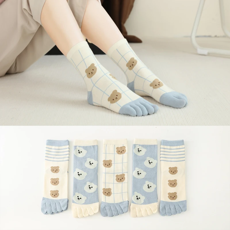 

Five-finger Socks Women Cotton Spring And Autumn Cartoon Cute Ladies Yoga Socks Set Luxury Socks