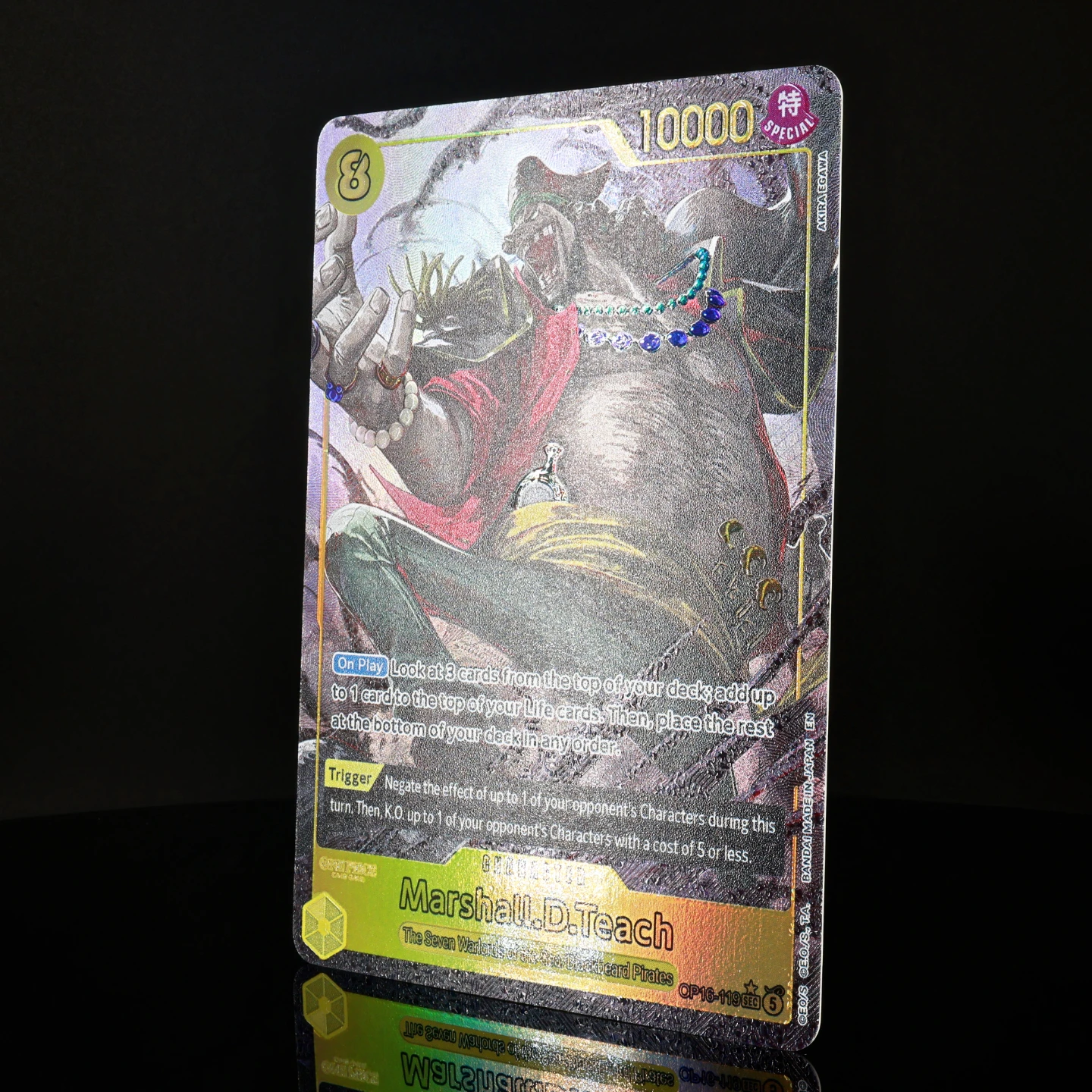 One Piece TCG OPCG Englisch OP16-119 Teach SEC Regular Alt Art Karte 8 Kosten Gelb Teach Texturierte Folienkarte Anime Sammelkarte – Detail 3