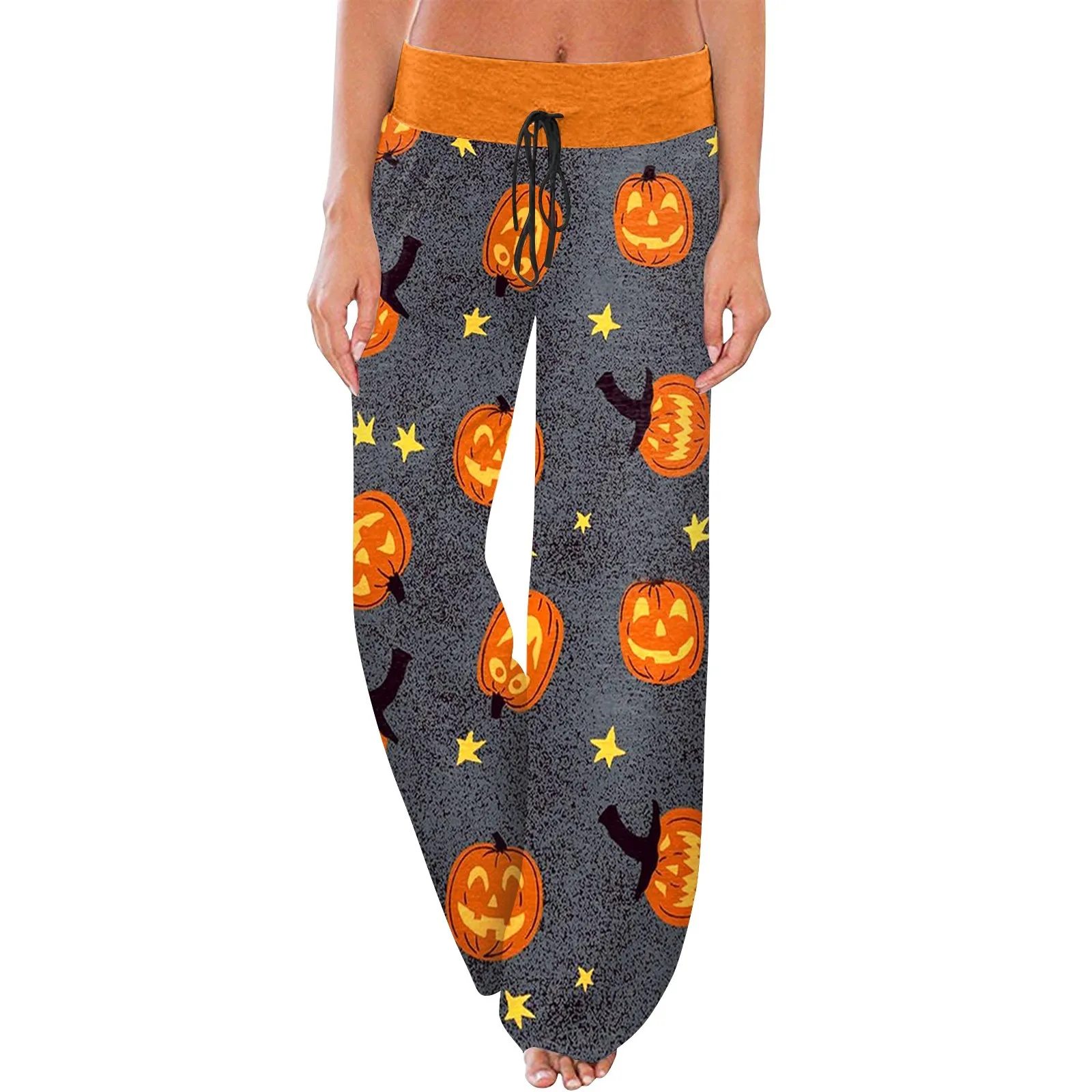 Women\'S Comfy Pajama Pants Pocket Halloween Print Drawstring Wide Leg Pants Home Clothes Women пижама женская хлопок 2024