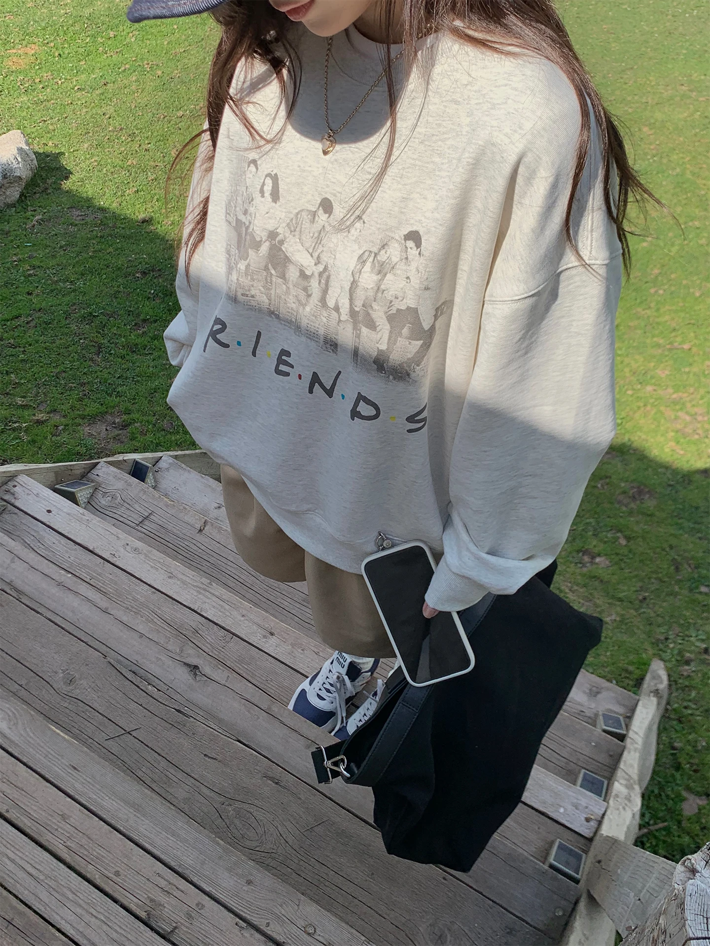 

ey Long Sve Sweatirt Women Loose round Ne Overhead Print Retro Character Time Slice Oooinkk Commute Sle Cotton 00%