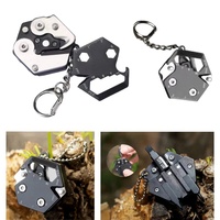 6-in-1 Hex Keychain Tool | Folding Emergency EDC Coin | Mini Screwdriver/Bottle Opener/Cutter