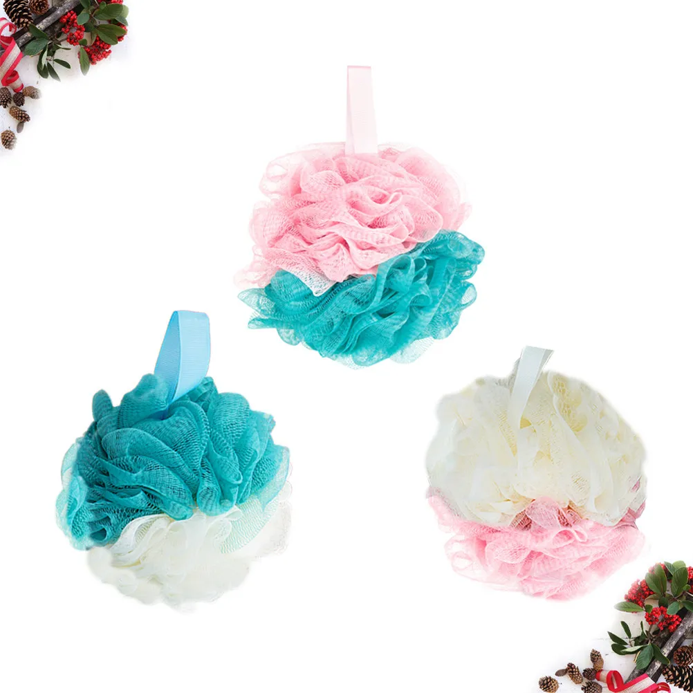 3Pcs Shower Bath Ball Mesh Scrub Nets Soft Exfoliating Body Cleanser Portable Hanging Rope Shower Mesh Ball for Men