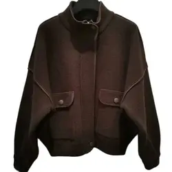 2024 Spring Autumn New Zipper Brown Black Jacket Women Thickened Outerwear Loose Leisure Jackets Fashion Pocket Coat Female