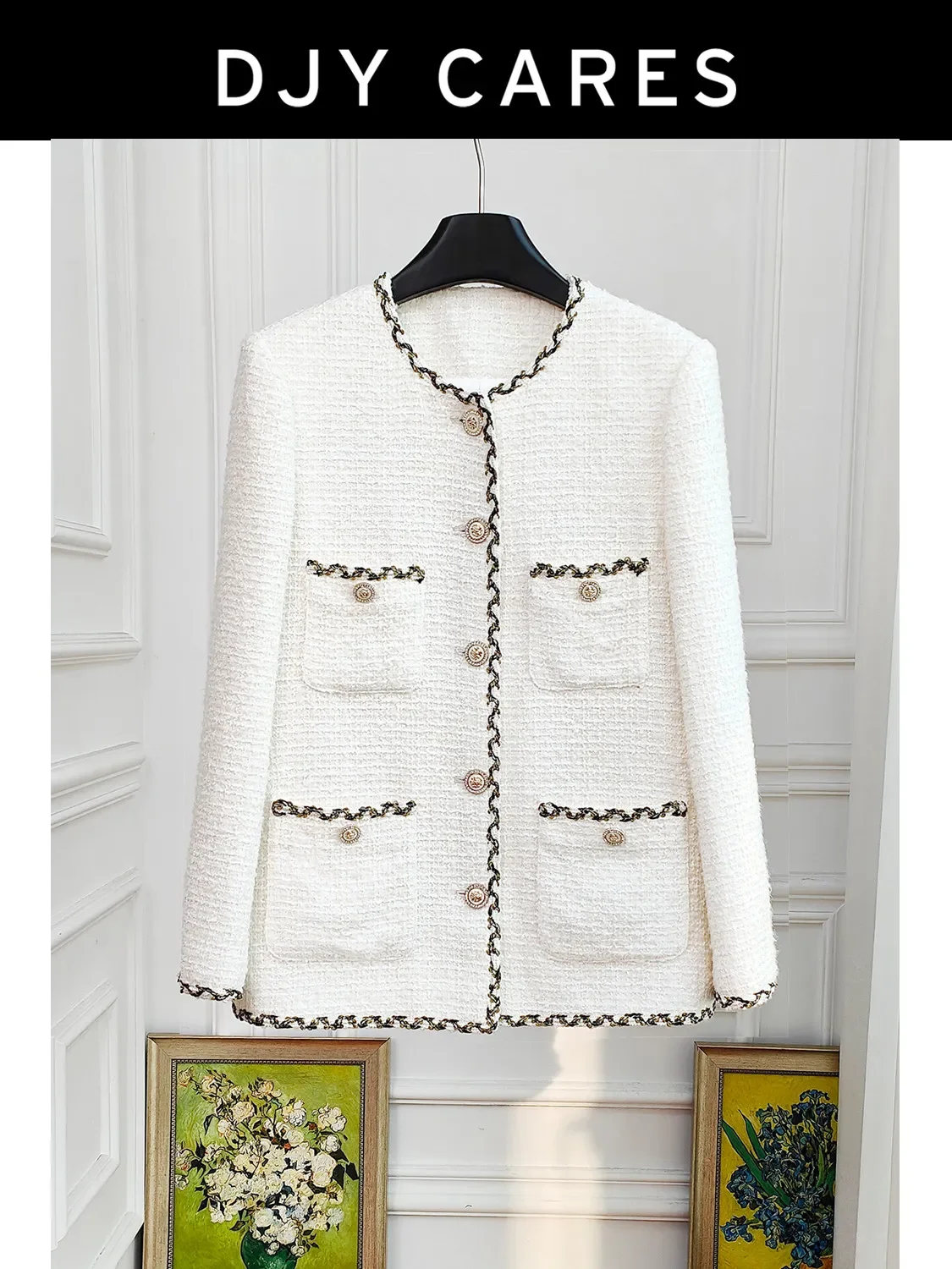 New Fashionable white mid length jacket+slimming skirt set big size