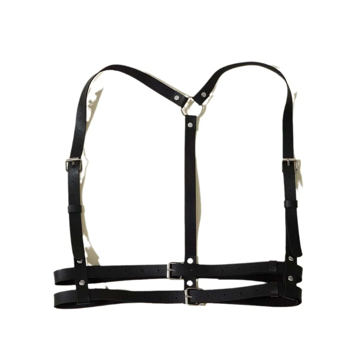 2025 مثير بولي Leather الجلود تسخير طبقة مزدوجة ملفوفة حزام الكتف لعبة الجنس النساء القوطية الشرير قابل للتعديل الجسم الملابس الداخلية زي