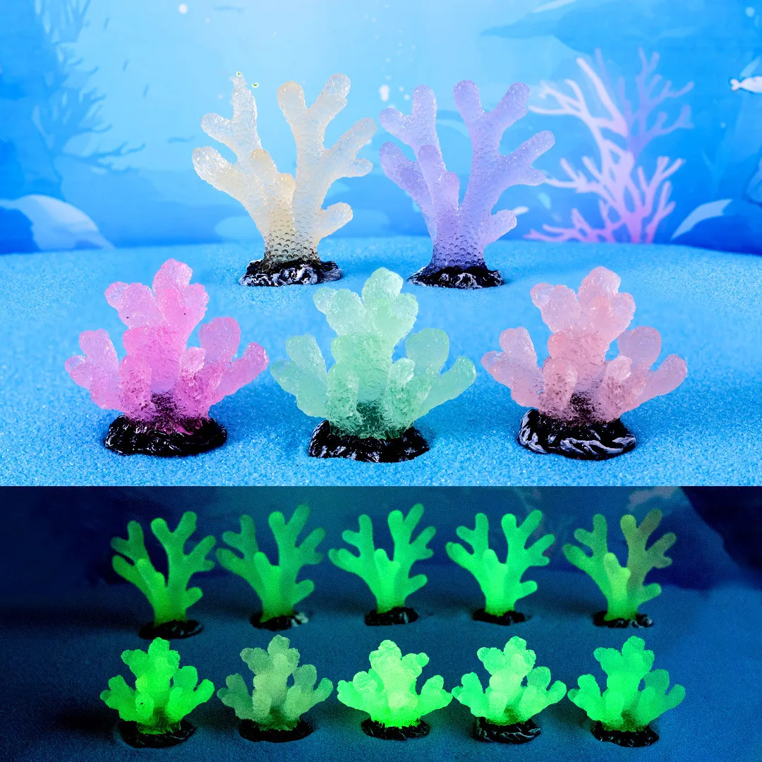 

Figurines Miniatures Luminous Colored Artificial Coral Micro Landscape Ornaments For Fish Tank Aquarium Accessories Decorations