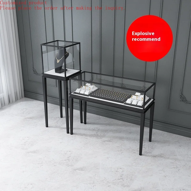 

Custom.New Glass Jewelry Display Cabinet with LED Lighting Elegant Store Furniture and Rack Set Design