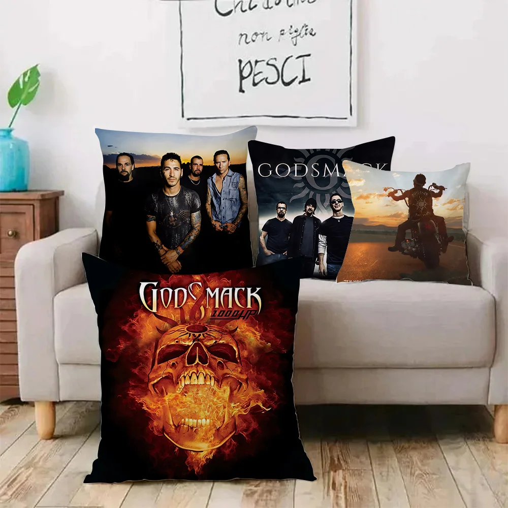 G-Godsmack Music Pillow Covers Cartoon Sofa Decorative Home Double-sided Printing Short Plush Cute Cushion Cover