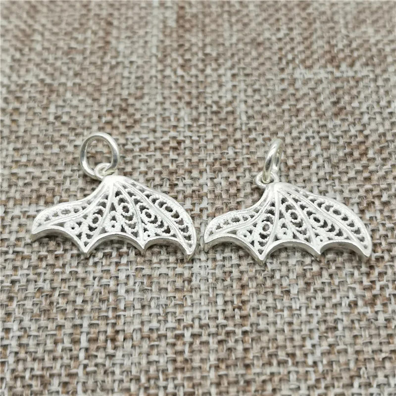 2 Pieces Fish Mermaid Tail Charms in 925 Sterling Silver for Necklace Bracelet and Earring Making
