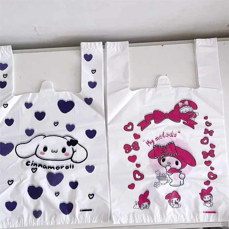 10/50/100 Pcs Sanrio Cinnamoroll Garbage Bag Kawaii My Melody Cute Cartoon Pattern Plastic Packaging Bag Jewelry Bags Gift