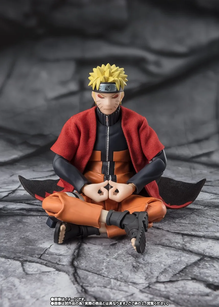 Original BANDAI S.H.Figuarts NARUTO UZUMAKI Sage Mode Anime Figure Naruto Shippuden PVC Model Action Figurine Doll Collection