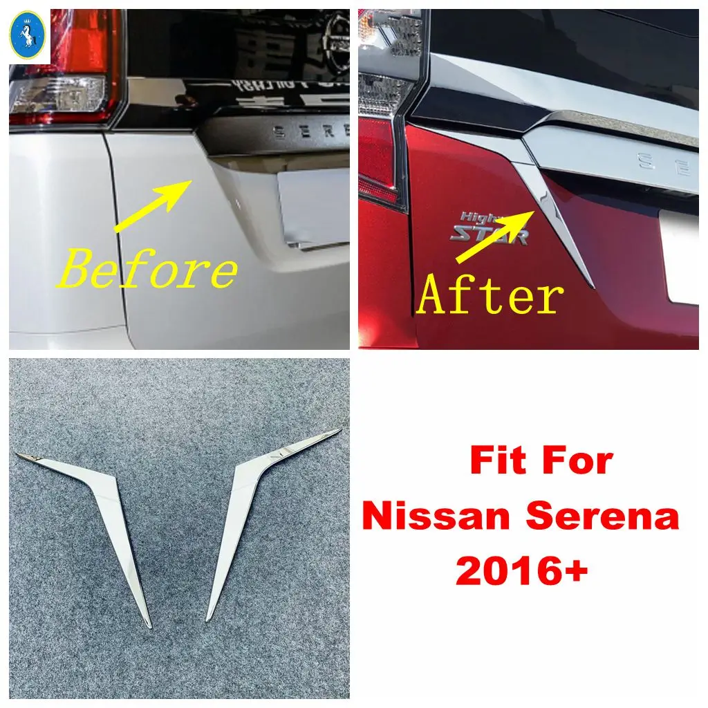 

For Nissan Serena 2016 - 2020 Chrome Exterior Accessories Rear Tail Lights Lamps Decor Eyelid Eyebrow Panel Stripes Cover Trim