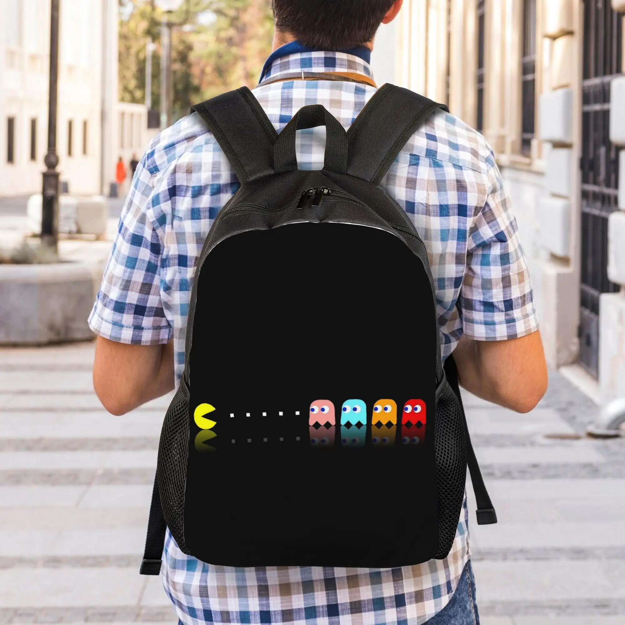 

Back to school season Pac Man 12 Knapsack BANDAI High School Students Super Quality Backpack