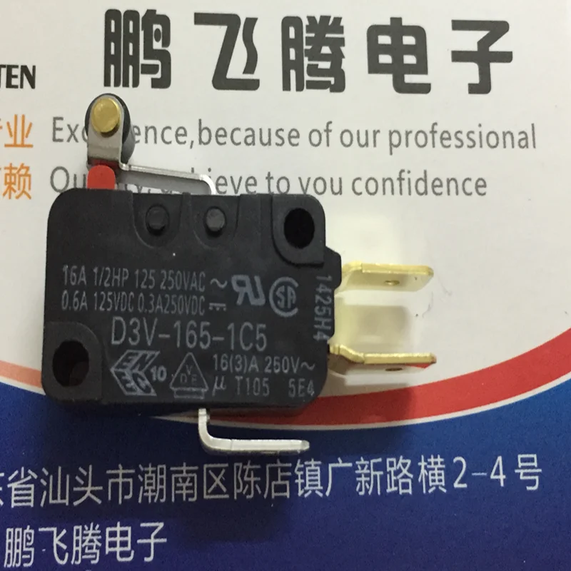 

1PCS Original Japan D3V-165-1C5 stroke limit reset micro switch 3 feet with handle short roller