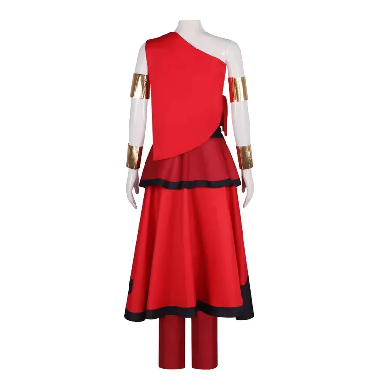 أزياء كاتارا التأثيرية Aar The Last Airbender Anime بدلة نسائية حمراء مجموعات احتفال الهالوين شجاعة وذكية