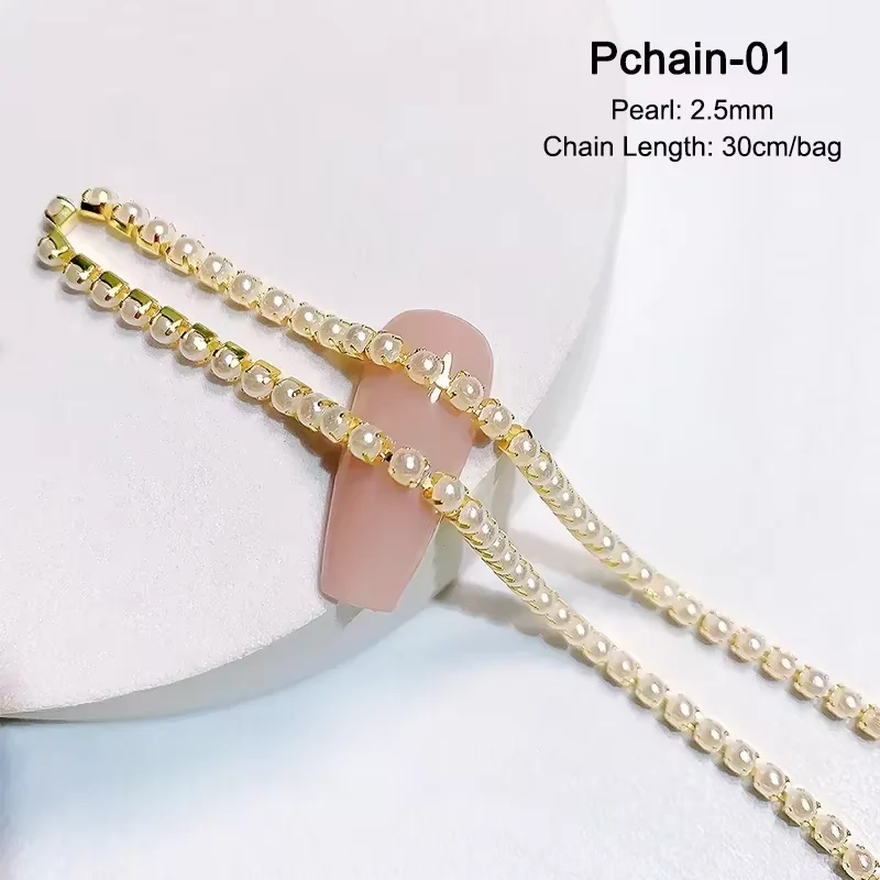 30cm Lange Luxus-Kristallketten-Nagelcharms 1,5/2mm Glänzende Klare/AB Diamant-Perlen Nagelkunst Metall-Stahl Französische Nagel-Maniküre-Teile – Detail 10