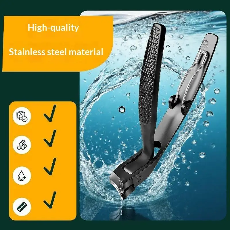Large And Thick Hard Nail Clippers: Adult-Specific Anti-Splash Widened Blade Design Trim Gray Nails